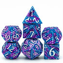 Siren Scales 7 Piece Metal Polyhedral Dice Set & Dice Case - Bea DnD Games