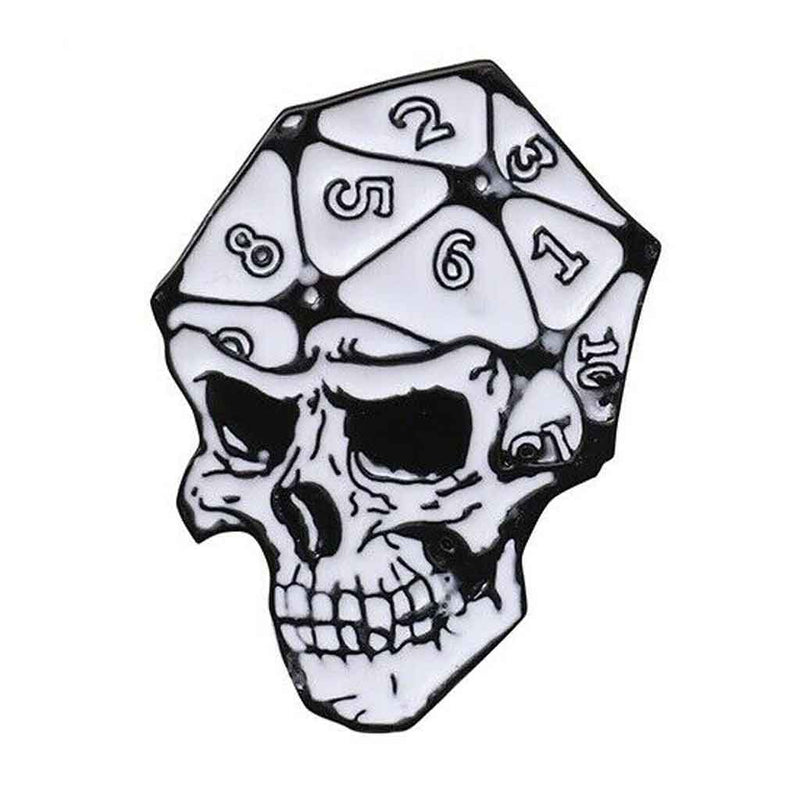 Skull D20 Enamel Pin - Bea DnD Games
