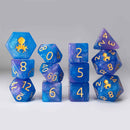 Sky Bridle 12 Piece Dice Set with Gold Ink + Dice Bag (Kraken Dice) - Bea DnD Games