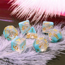 Snow Drop - 7 Piece Polyhedral Dice Set + Dice Bag - Bea DnD Games