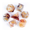 Snow White, Rose Red Handcrafted Sharp Edge Dice Set & Dice Case - Bea DnD Games