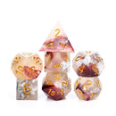 Snow White, Rose Red Handcrafted Sharp Edge Dice Set & Dice Case - Bea DnD Games