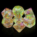 Solar Dragon - 7 Piece Polyhedral Dice Set + Dice Bag - Bea DnD Games