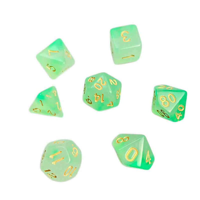 Spectral Ooze - 7 Piece Polyhedral Dice Set + Dice Bag - Bea DnD Games