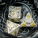 Spider Queen 7 Piece Hollow Metal Polyhedral Dice Set & Dice Case - Bea DnD Games