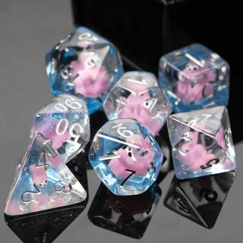 Squirrel Dice - 7 Piece Polyhedral Dice Set + Dice Bag - Bea DnD Games