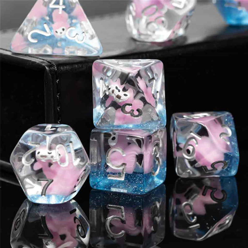 Squirrel Dice - 7 Piece Polyhedral Dice Set + Dice Bag - Bea DnD Games