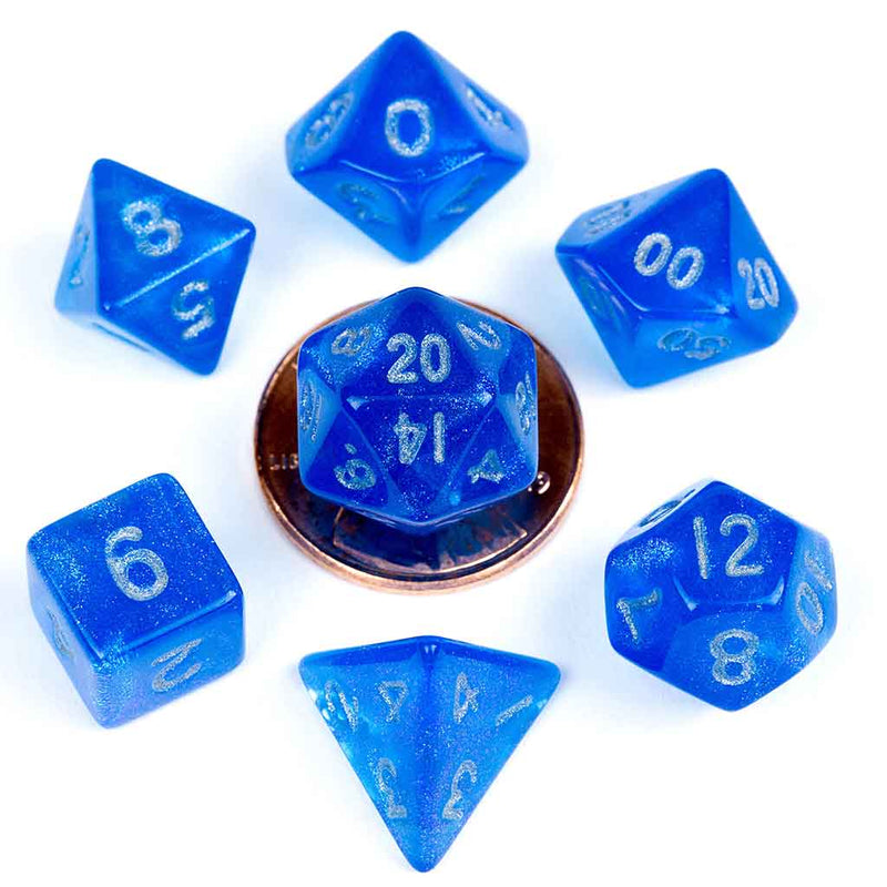 Stardust Blue Mini Polyhedral Dice Set - Bea DnD Games