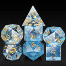 Starry Night Handcrafted Sharp Edge Dice Set & Dice Case - Bea DnD Games