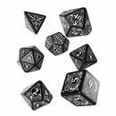 Steampunk (Black and White) 7pc polyhedral dice set by Q Workshop - Bea DnD Games