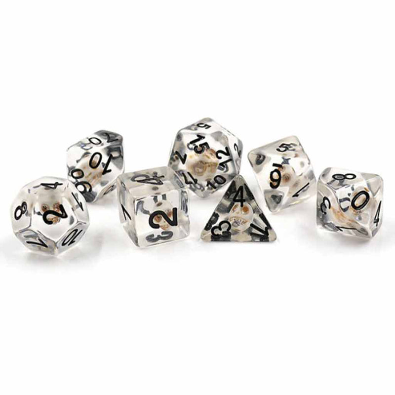 Stone Skull - 7 Piece Polyhedral Dice Set + Dice Bag - Bea DnD Games