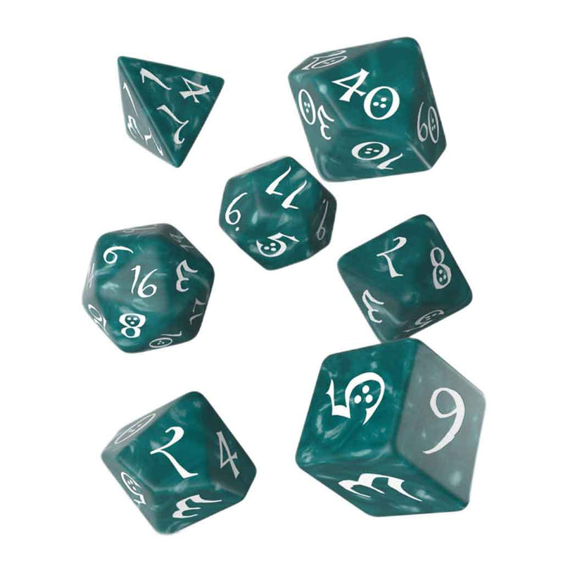 Stormy Seas (Classic Stormy & White) 7pc polyhedral dice set by Q Workshop - Bea DnD Games