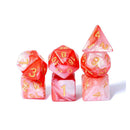 Strawberry Fields Dice - SUPPORT MARY POTTER HOSPICE $5 donated each sale 7 Piece Polyhedral Dice Set + Dice Bag - Bea DnD Games