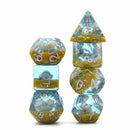 Sunken Treasure - 7 Piece Polyhedral Dice Set + Dice Bag - Bea DnD Games