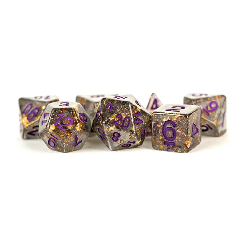 Suspended Treasure - 7 Piece Polyhedral Dice Set + Dice Bag - Bea DnD Games