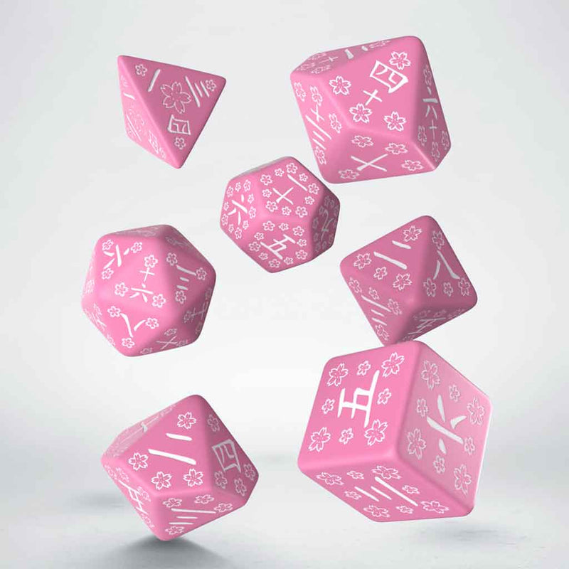 Sweet Spring Memory Japanese Style 7pc Polyhedral Dice Set by Q Workshop - Bea DnD Games