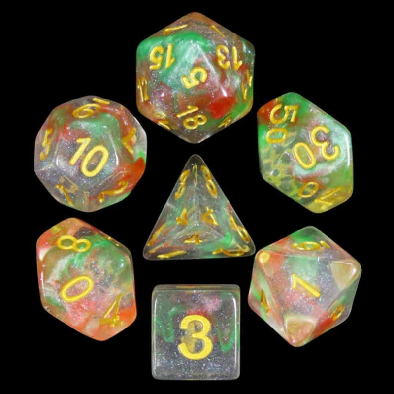 Tectonic Break - 7 Piece Polyhedral Dice Set + Dice Bag - Bea DnD Games