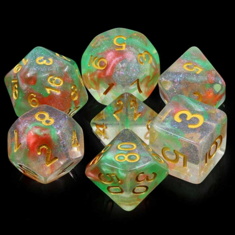 Tectonic Break - 7 Piece Polyhedral Dice Set + Dice Bag - Bea DnD Games
