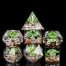 Terrarium of Dragons Handcrafted Sharp Edge Dice Set & Dice Case - Bea DnD Games