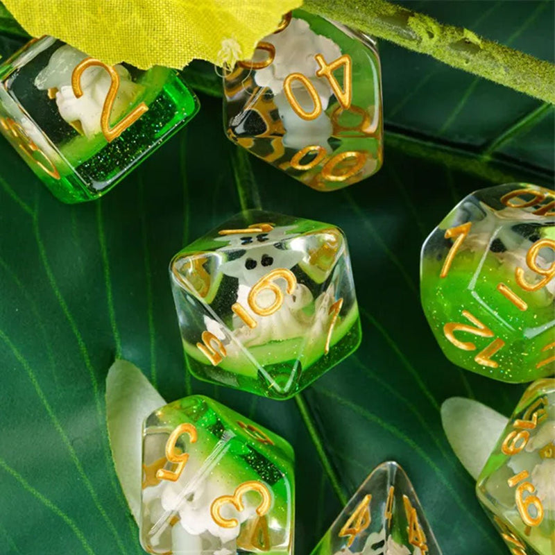 'The Child' - 7 Piece Polyhedral Dice Set + Dice Bag - Bea DnD Games