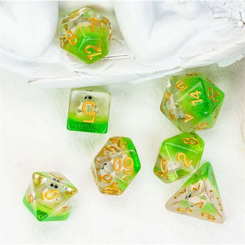 'The Child' - 7 Piece Polyhedral Dice Set + Dice Bag - Bea DnD Games