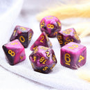 The Dark Arts - 7 Piece Runic Polyhedral Dice Set + Dice Bag - Bea DnD Games