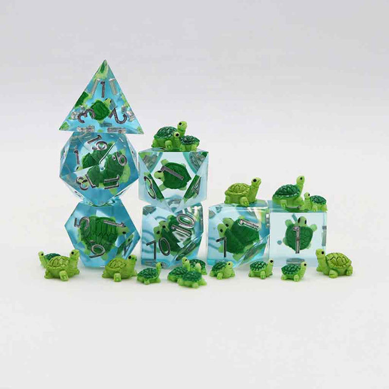 The Great A'Tuin Handcrafted Sharp Edge Dice Set & Dice Case - Bea DnD Games