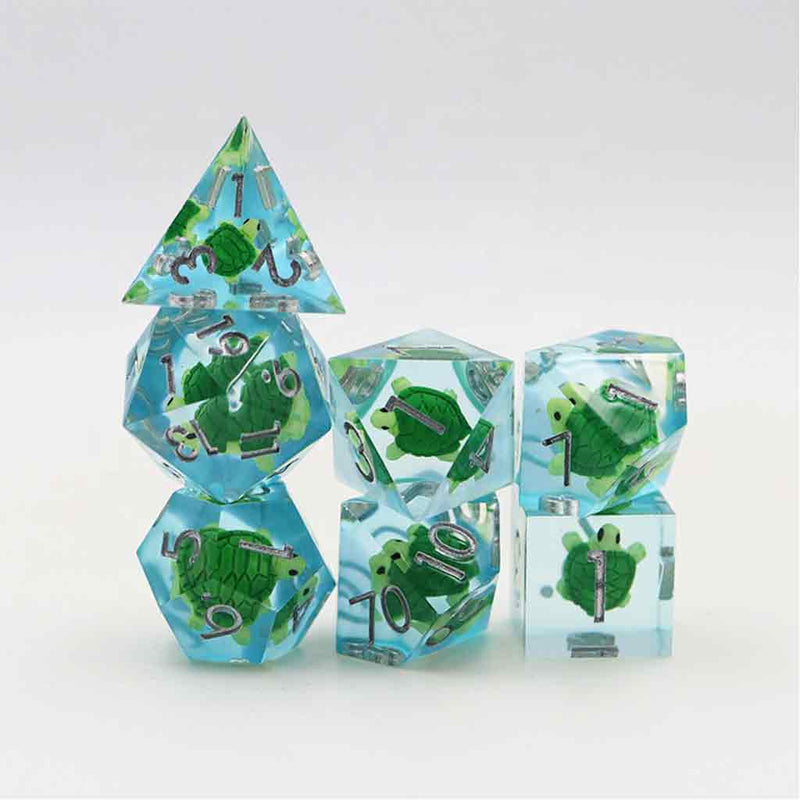 The Great A'Tuin Handcrafted Sharp Edge Dice Set & Dice Case - Bea DnD Games