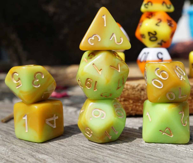 The Original Ice Cream Dice Caramel Apple 7pc Dice Set( Handcrafted Dice) & Dice Case - Bea DnD Games