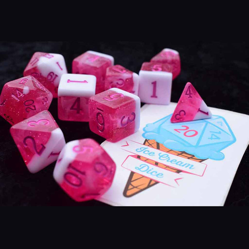The Original Ice Cream Dice Cream Soda Float 11pc Dice Set( Handcrafted Dice) & Dice Case - Bea DnD Games