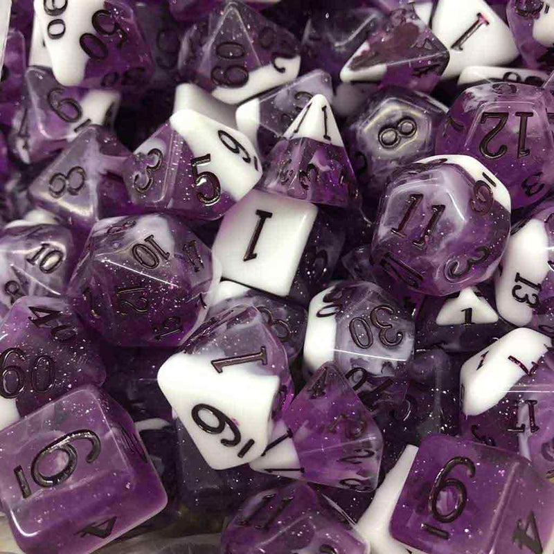 The Original Ice Cream Dice Grape Float 7pc Dice Set( Handcrafted Dice) & Dice Case - Bea DnD Games