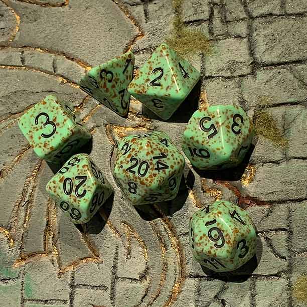 The Original Ice Cream Dice Mint Chocolate Crit (Black Numbers) 7pc Dice Set( Handcrafted Dice) & Dice Case - Bea DnD Games