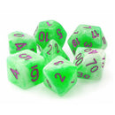 The Purple Turtle - 7 Piece Polyhedral Dice Set + Dice Bag - Bea DnD Games