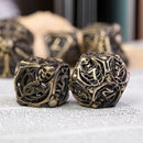 The Rolling Bones 7 Piece Hollow Metal Polyhedral Dice Set & Dice Case - Bea DnD Games