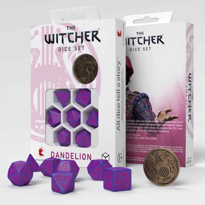 The Witcher - Dandelion the Conqueror of Hearts Dice Set (with coin) by Q Workshop - Bea DnD Games