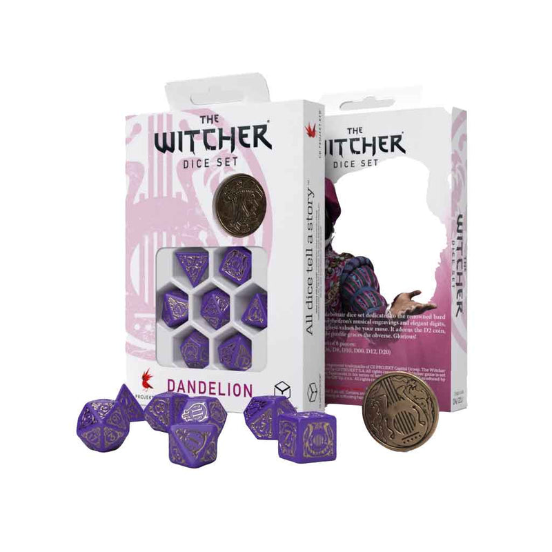 The Witcher Dandelion - Viscount de Lettenhov Dice Set (with coin) by Q Workshop - Bea DnD Games