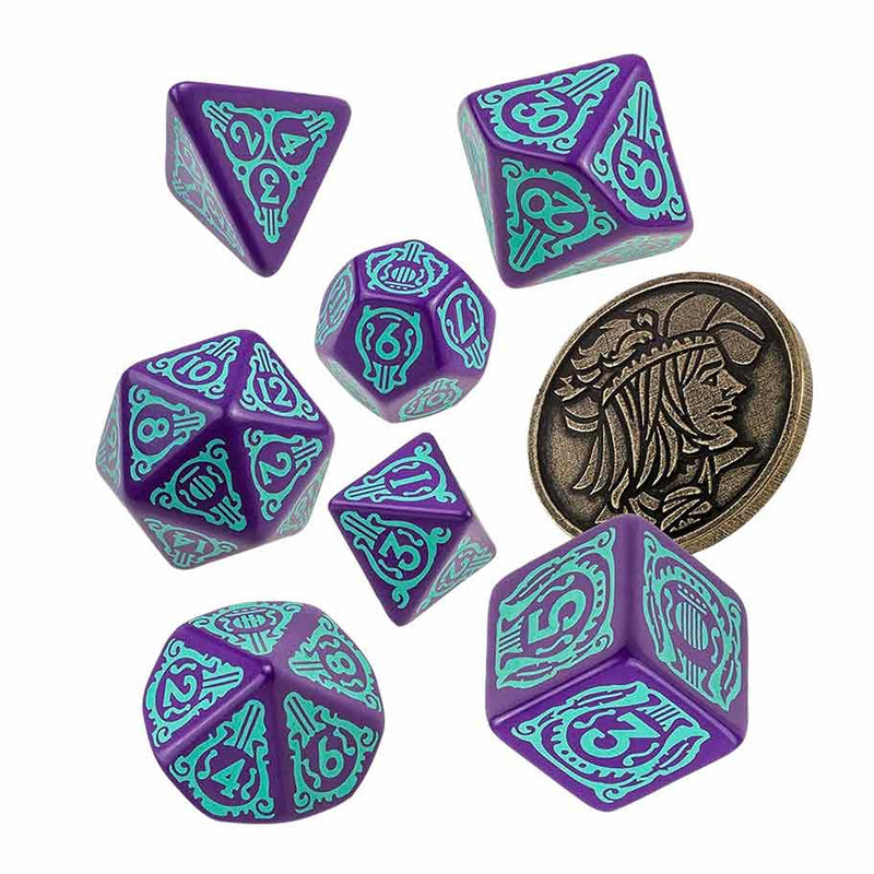 The Witcher Dice Set Dandelion - Half a Century of Poetry Dice Set (with coin) by Q Workshop - Bea DnD Games