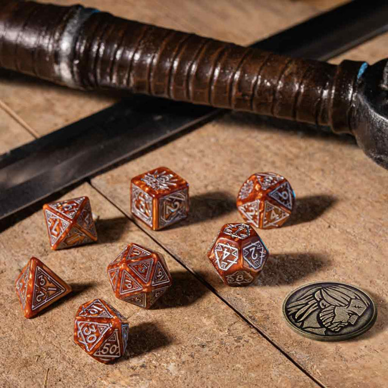 The Witcher Dice Set Geralt - The Monster Slayer (with coin) by Q Workshop - Bea DnD Games