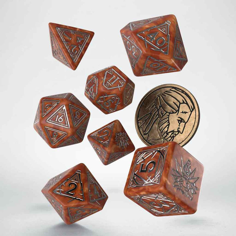 The Witcher Dice Set Geralt - The Monster Slayer (with coin) by Q Workshop - Bea DnD Games