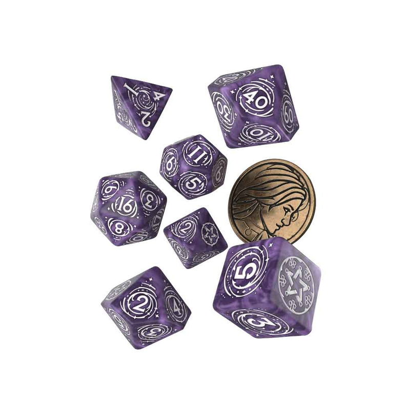 The Witcher Yennefer - Lilac and Gooseberries Dice Set (with coin) by Q Workshop - Bea DnD Games