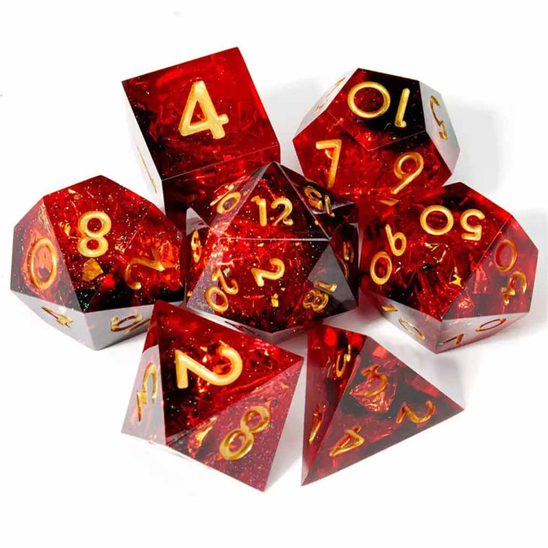 Tiamats Demise Handcrafted Sharp Edge Dice Set & Dice Case - Bea DnD Games