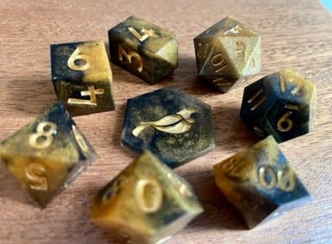 Tiger Eye - New Zealand Made Handcrafted Dice Set by Tui Dice - Bea DnD Games