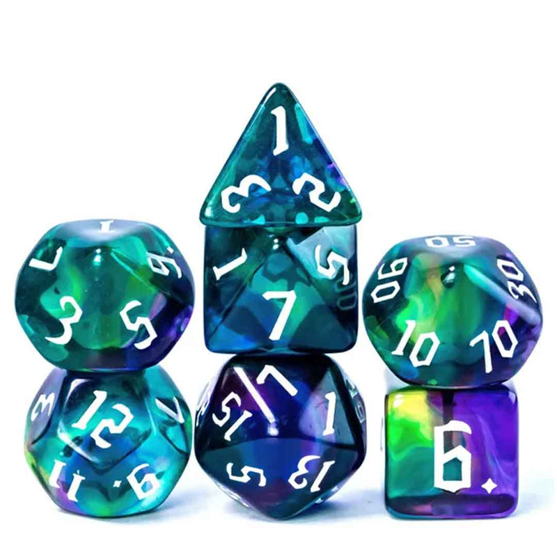 Tranquil Tide - 7 Piece Polyhedral Dice Set + Dice Bag - Bea DnD Games