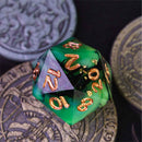 Treasure of the Swamp Witch Handcrafted Sharp Edge Dice Set & Dice Case - Bea DnD Games