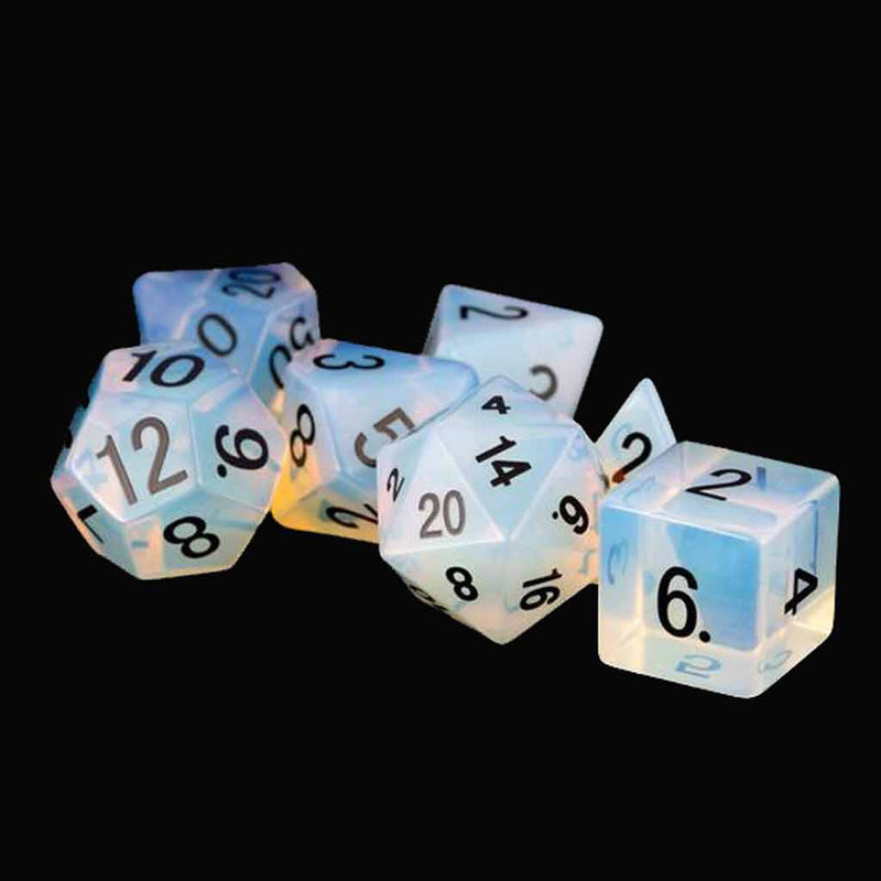 Treasured Heavens Handcrafted Opalite Dice Set & Dice Case - Bea DnD Games
