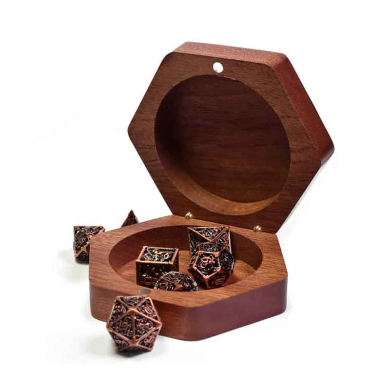Tree of Life Hexagon (Sapele) Wooden Dice Box - Bea DnD Games