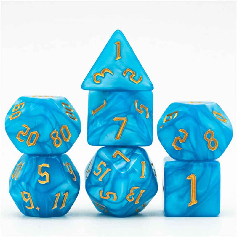 Tritons Favour - 7 Piece Polyhedral Dice Set + Dice Bag - Bea DnD Games