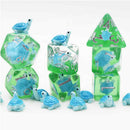 Turtle Dude - 7 Piece Polyhedral Dice Set + Dice Bag - Bea DnD Games