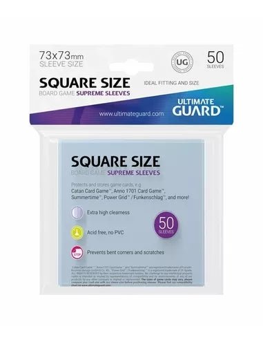 Ultimate Guard Supreme Sleeves for Board Game Cards Square (50) (73mm by 73mm) - Bea DnD Games