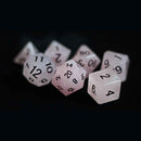Unconditional Love Handcrafted Rose Quartz Dice Set & Dice Case - Bea DnD Games